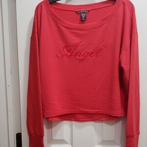 Victoria's Secret Red Sweatshirt with 'Angel' Embroidery